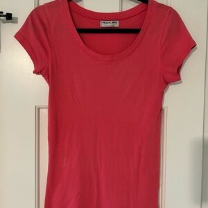 Michael Stars Pink Fitted Cap Sleeve Tee, One Size Fits Most shirt